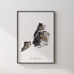 New York City Map Black & Gold Wall Art Print - Usa United States Of America [Ev] - thumbnail 3