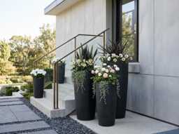 Round Tall Planter Ceramic Anthracite Modern Matte Dark Grey Large Flower Pot Luxury Indoor Outdoor Statement Urn Weatherproof Patio Decor - thumbnail 1