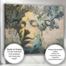 Abstract Cracked Face Forest Spirit Surreal Portrait Canvas Wall Art Print Decor Picture Ready To Hang - thumbnail 3