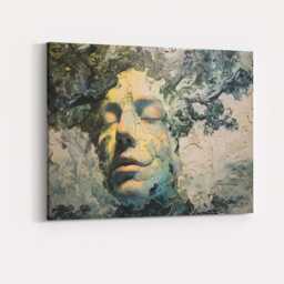 Abstract Cracked Face Forest Spirit Surreal Portrait Canvas Wall Art Print Decor Picture Ready To Hang - thumbnail 4
