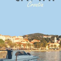 Cavtat Travel Poster - Retro Vintage Style Croatia Art Print, Artwork, Homeware, Dubrovnik Postcard, Travel Print - thumbnail 2