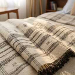 Off White Indian Wool Throw Blanket, Handwoven Sofa Coverlet With Neutral Bedroom Layer - Pearl - thumbnail 3