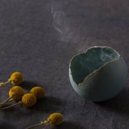 Small Light Blue Ceramic Votive Candle Holder - thumbnail 2