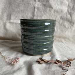 Green Bubble Ceramic Planter, Handmade Glazed Pot, Cream Plant Large Green Vessel, Unique British Gift, Handcrafted Pots - thumbnail 3