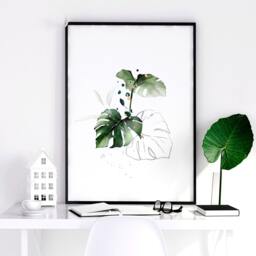 Trendy Above Bed Decor Botanical Watercolor Greenery Framed 3 Piece Wall Art Print Set, Designer Tropical Plant Wall Art For Apartment - thumbnail 3