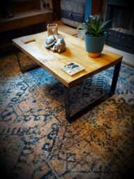 Derwent Table & Metal Legs, Wax Finish - Retro Industrial Solid Wood Reclaimed Scaffold Board, Bookshelf, Shelve - thumbnail 1