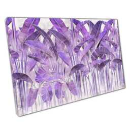 Violet Purple Tropical Leaves Wall Art Print Modern Abstract Nature Canvas Decor For Home Office - thumbnail 1