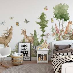 Watercolor Forest Animals Wall Decal Peel & Stick Nursery Decor - thumbnail 2