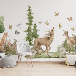 Watercolor Forest Animals Wall Decal Peel & Stick Nursery Decor - thumbnail 3