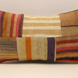 Lumbar Pillow, Patchwork Sofa Pillow, 12x20 in 30x50 cm, Vintage Turkish Kilim Pillow, Home Cushion Cover Boho Pillow Koef-944 - thumbnail 2
