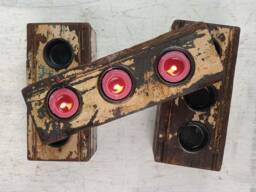 Recycled Teak Candle Holder - Large - thumbnail 1