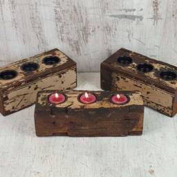 Recycled Teak Candle Holder - Large - thumbnail 3