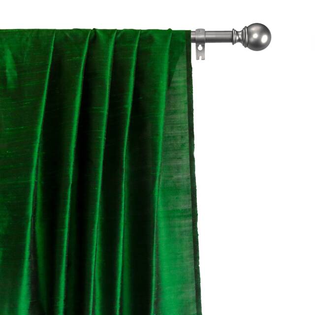 Forest Green Silk Dupioni Curtain Panels - Rod Pocket, Grommet, Box Pleat, Three Pinch Tab Top & Plain Ring Top - image 1