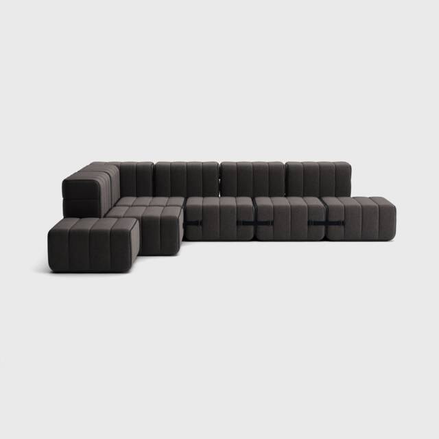 Modular Sofa - Curt Set 12 Sectional Couch With Removable Covers, Flexible Seating, Jet Fabric - image 1
