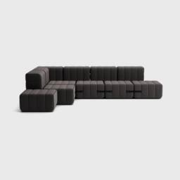 Modular Sofa - Curt Set 12 Sectional Couch With Removable Covers, Flexible Seating, Jet Fabric