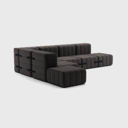 Modular Sofa - Curt Set 12 Sectional Couch With Removable Covers, Flexible Seating, Jet Fabric - thumbnail 3
