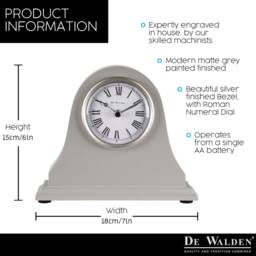 25Th Wedding Anniversary Couple Gift Personalised Engraved Grey Mantel Clock Silver Gifts Son Daughter Mum Dad Brother Etc - thumbnail 3