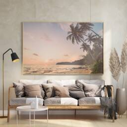 Landscape Palm Tree Sunset Print, Neutral Beach Print , Ocean Poster Wall Art Home Decor Bedroom , A5, A4, A3, A3+, A2 - thumbnail 3