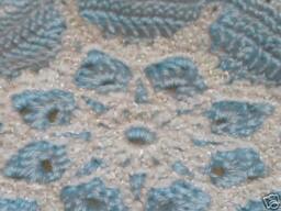 Snowflake Afghan Crocheted Blanket Soft Powder Blue - Made Fresh After Sal - thumbnail 3
