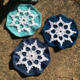 Snowflake Afghan Crocheted Blanket Soft Powder Blue - Made Fresh After Sal - thumbnail 4
