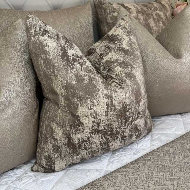 Luxurious Textured Mocha Cushion Cover - Bespoke Cover, Euro Pillow For Sofa Or Bed, Bronze Home Decor, Designer Curico Fabric - image 1