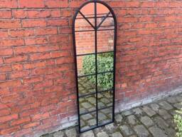 Metal Framed Black Arched Georgian Mirror - thumbnail 1