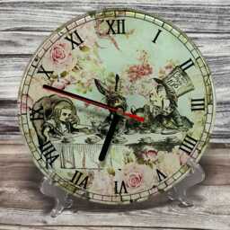 Whimsical Alice in Wonderland Clock, Mad Hatter Tea Party Scene, 20cm Round, Wall Hanging Or Shelf Display, Battery Powered - thumbnail 1