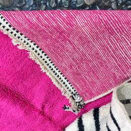 Luxury Pink Beni Ourain Rug Handmade Moroccan Sheep Wool Carpet - thumbnail 4