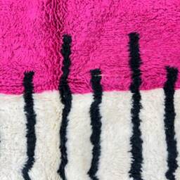 Luxury Pink Beni Ourain Rug Handmade Moroccan Sheep Wool Carpet - thumbnail 3