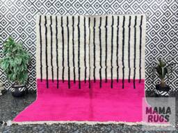 Luxury Pink Beni Ourain Rug Handmade Moroccan Sheep Wool Carpet