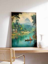 Bangladesh Travel Poster, Vintage Bangladeshi Art, Asian Wall Cultural Print, Decor, Indigenous Poster - thumbnail 1