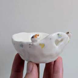 Handmade Guinea Pig Couple Tealight Candle Holder With Heart & Pawprints - thumbnail 3