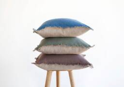 Fringed Linen Throw Pillow Cover Two-Tone Decorative Pillow, Custom Color Choice Available - thumbnail 1