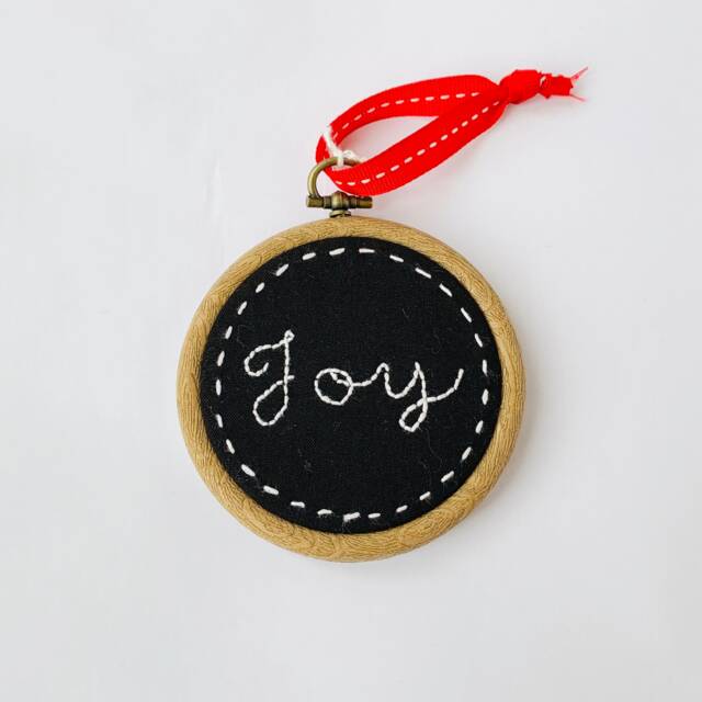 Hand Embroidered Chalkboard Hoop - Christmas Wall Art Hanging Decoration Jingle Bells - image 1
