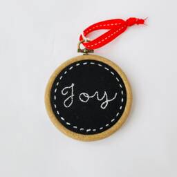 Hand Embroidered Chalkboard Hoop - Christmas Wall Art Hanging Decoration Jingle Bells - thumbnail 1