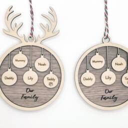 Personalised Family Christmas Ornament, Hanging Stockings, Custom, Gift Decor, First Decoration, Names, 2021 2022 - thumbnail 2