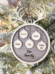 Personalised Family Christmas Ornament, Hanging Stockings, Custom, Gift Decor, First Decoration, Names, 2021 2022