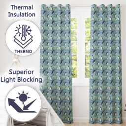 Cute Penguin Birds Snowy Winter Landscape Seamless Pattern Readymade Eyelet Ring Top Thermal 100% Blackout Curtains - thumbnail 3