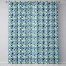 Cute Penguin Birds Snowy Winter Landscape Seamless Pattern Readymade Eyelet Ring Top Thermal 100% Blackout Curtains - thumbnail 2