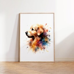 Golden Retriever Dog Prints - Set Of 3 Posters - Watercolour Definition Wall Art Colourful Painting Room Decor Dogs Artwork Gift Pet - thumbnail 3