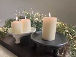 Victorian Style Ceramic Candleholder, Candle Tray, White Or Black - Handmade Pottery - thumbnail 1