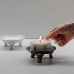 Victorian Style Ceramic Candleholder, Candle Tray, White Or Black - Handmade Pottery - thumbnail 3