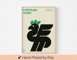 English Mythology Cockatrice Poster Print King Arthur Camelot England Monster Celtic Mid Century Modern Dragon Scandinavian Bauhaus Nordic - thumbnail 1