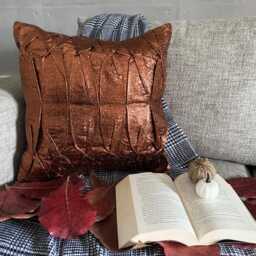 Copper Faux Leather Textured Pintucks Solid Pattern, Modern Throw Pillow Cover - Stunning Bronzer - thumbnail 2