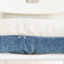Faded Blue Dyed Indigo Woven Lumbar Pillow Cover 002 - thumbnail 3