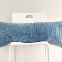 Faded Blue Dyed Indigo Woven Lumbar Pillow Cover 002 - thumbnail 2