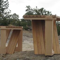 Abstract Hardwood End Tables Pair - thumbnail 3