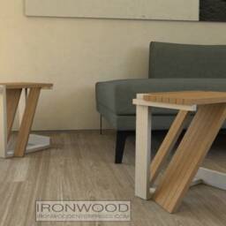 Abstract Hardwood End Tables Pair - thumbnail 2
