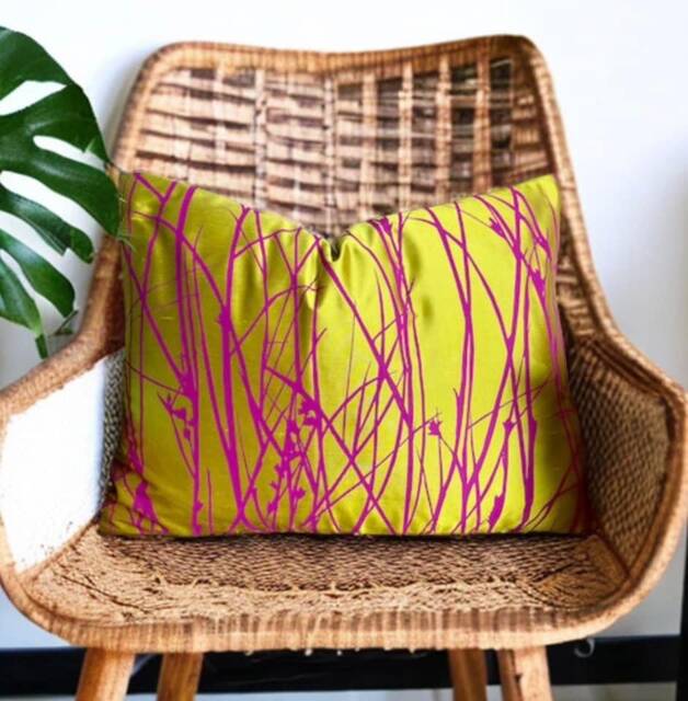 Mustard Cushion, Silk Pink Throw Pillow, Cushion Cover, Grass Cover UK - image 1