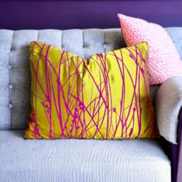 Mustard Cushion, Silk Pink Throw Pillow, Cushion Cover, Grass Cover UK - thumbnail 2